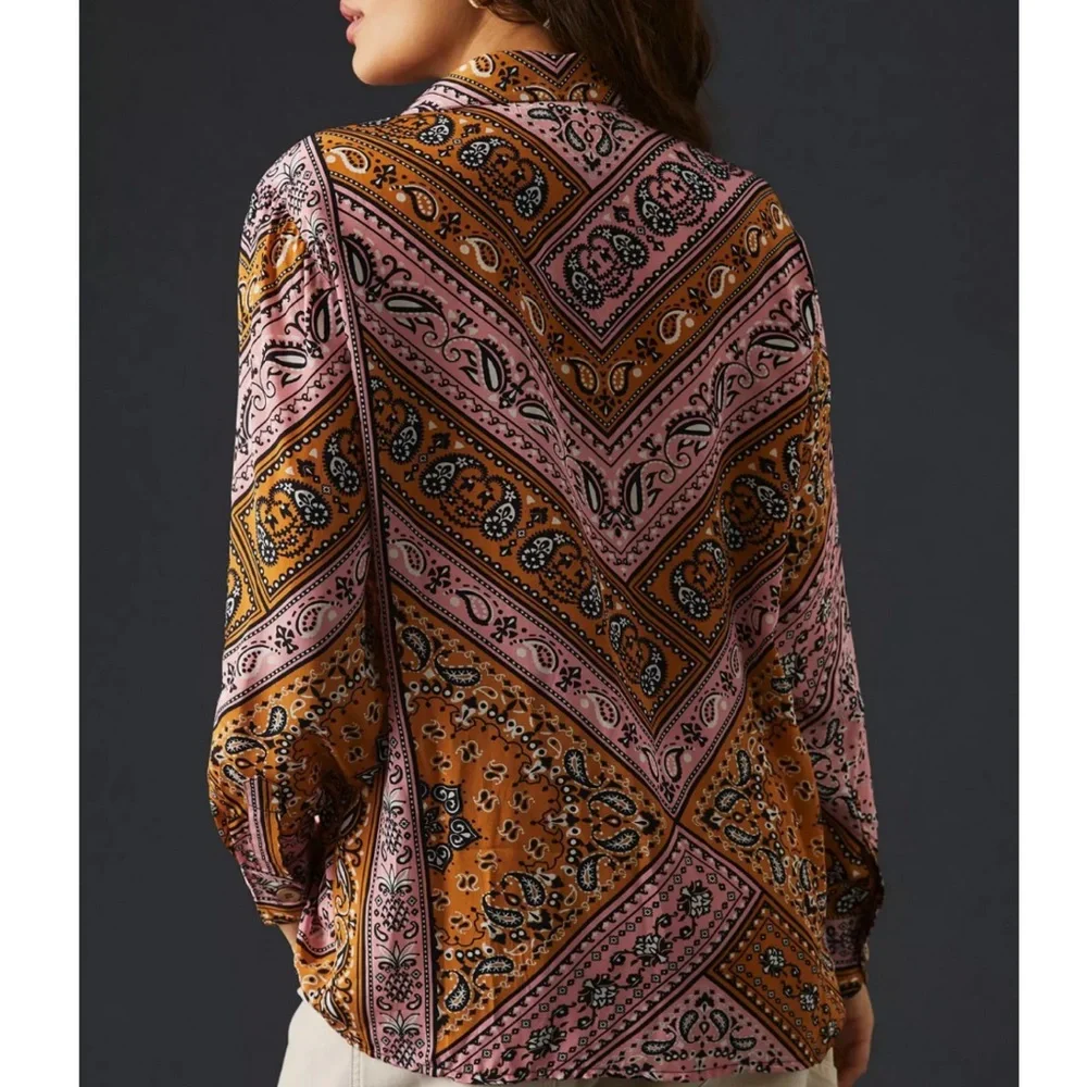 FARM Rio Paisley Buttondown Long Sleeve Shirt, NEW - Picture 3 of 13